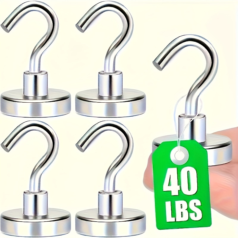 

5/10pcs Heavy-duty Neodymium Magnet Hooks With 40lbs Pull Power, Rust-resistant Metal With Polished , Wall Mount For Cruise Cabin, Warehouse & Kitchen By Xiongchuci