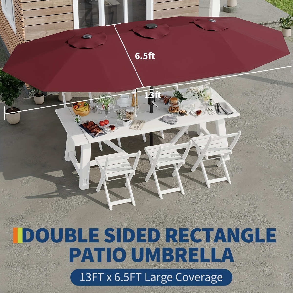 13ft large patio umbrella outdoor double sided rectangle - Temu