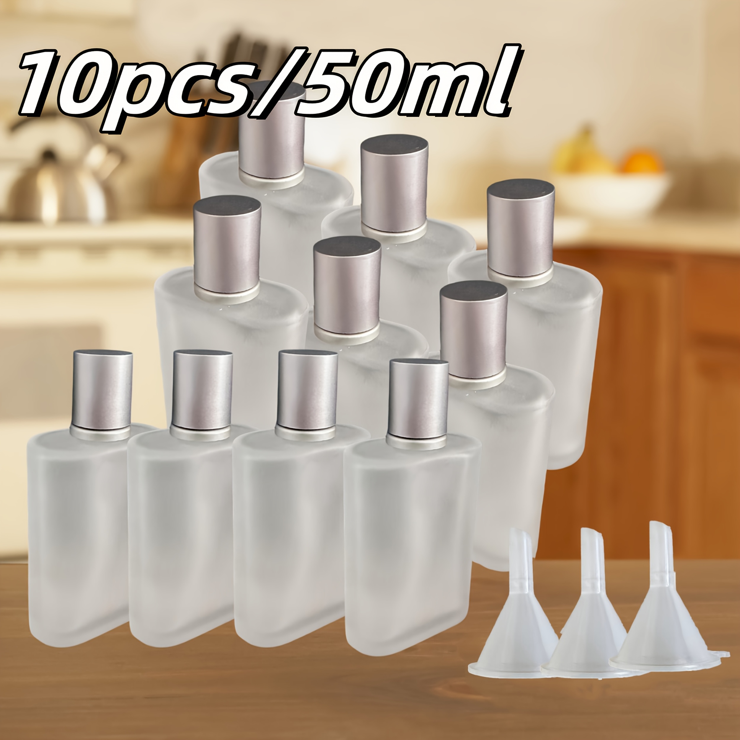 E-shop 10 Stück oz Mattglas Parfüm-Sprühflaschen Set | Nachfüllbare Reise-Feinsprühflaschen mit 3 Trichtern