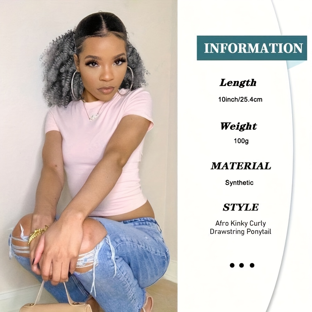 10 inch synthetic curly ponytail hair extension for women   drawstring ponytail clip in   ponytails for daily use natural look easy to style   extension elegant hairpiece   ponytail ponytail wig details 2