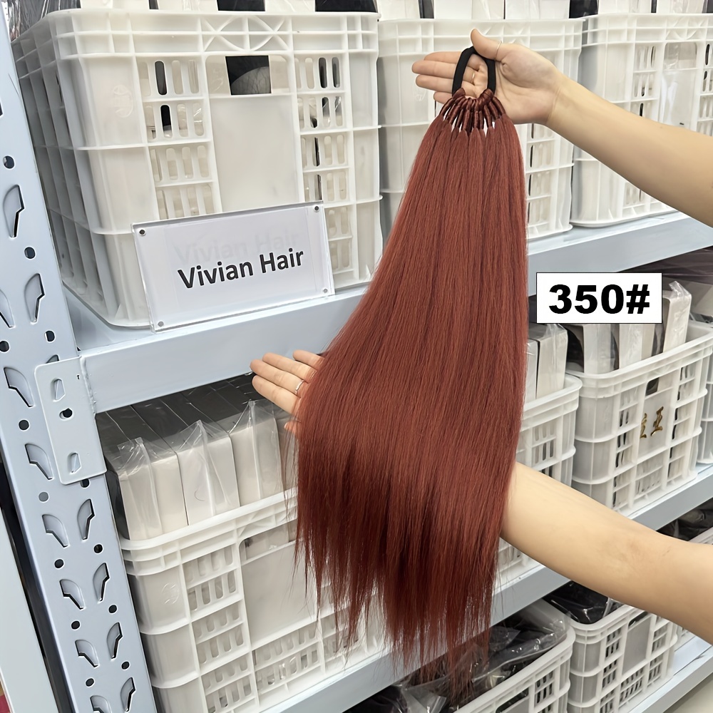 high temperature synthetic ponytail extension 28 inch   straight hairpiece elastic rubber band attachment versatile durable for daily use ponytail hair extensions details 5