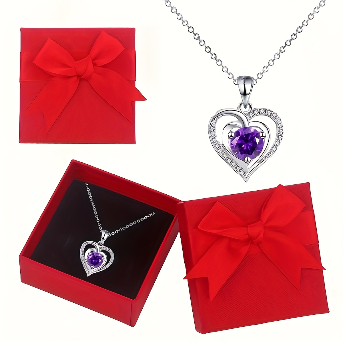 Boho Copper Heart Pendant Necklace with Zirconia Inlay