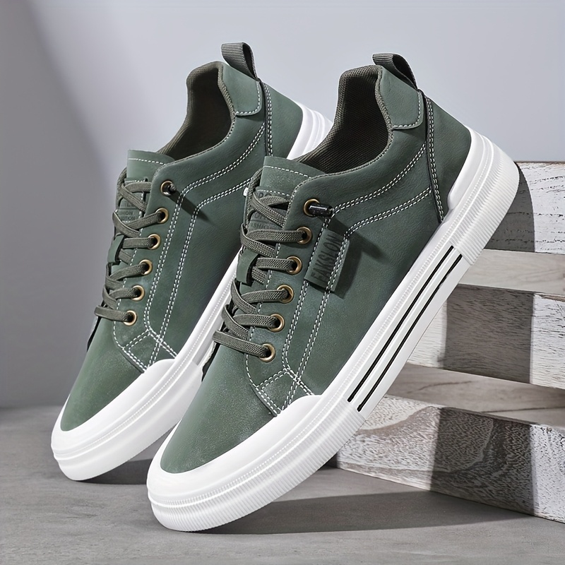 Men'S Casual Sneakers - Spring 2025 Fashion, Versatile Low-Top Lace-Up Shoes with Elastic Round Toe, Faux Upper & PVC Sole for Casual Attire, Work, and Street Style, Allseason Shoes | Modern Casual Shoes | Durable PVC Sole, Skate Shoe