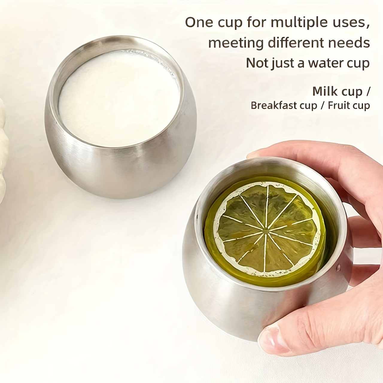 E-shop Edelstahl doppelwandiger Isolierkaffeebecher, Milchbecher, hitzebeständige Teetasse, Kaffeebecher aus 304 Edelstahl, Saftbecher