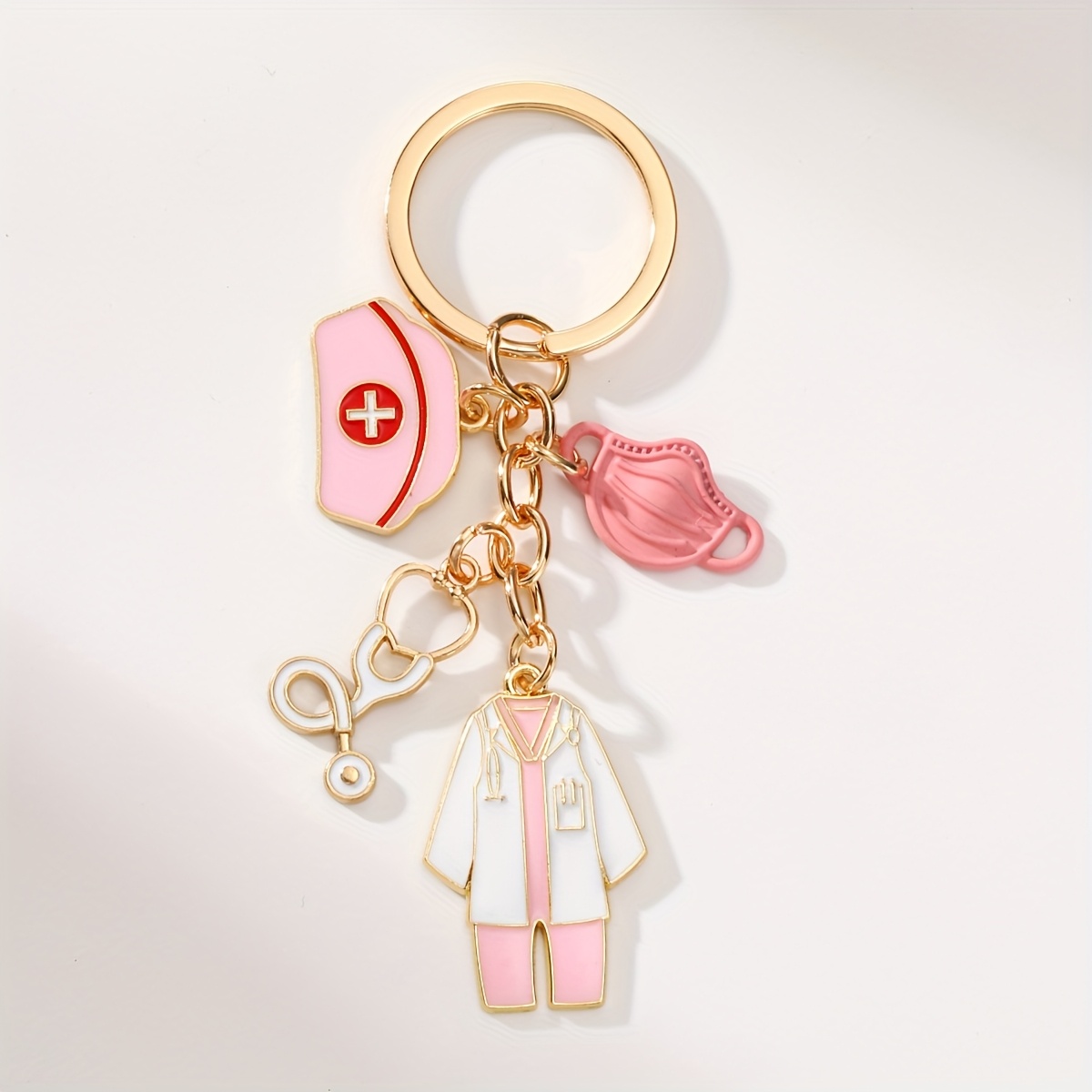 Black And White With Oil, Lab Coat, Keychain, Keyring, Healthcare Worker Keychain, Nurse Keychain.