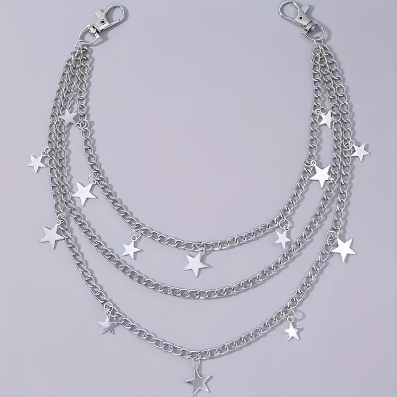 E-shop Eine silberfarbene fünfzackige Stern dreilagige Hosenkette für Damen