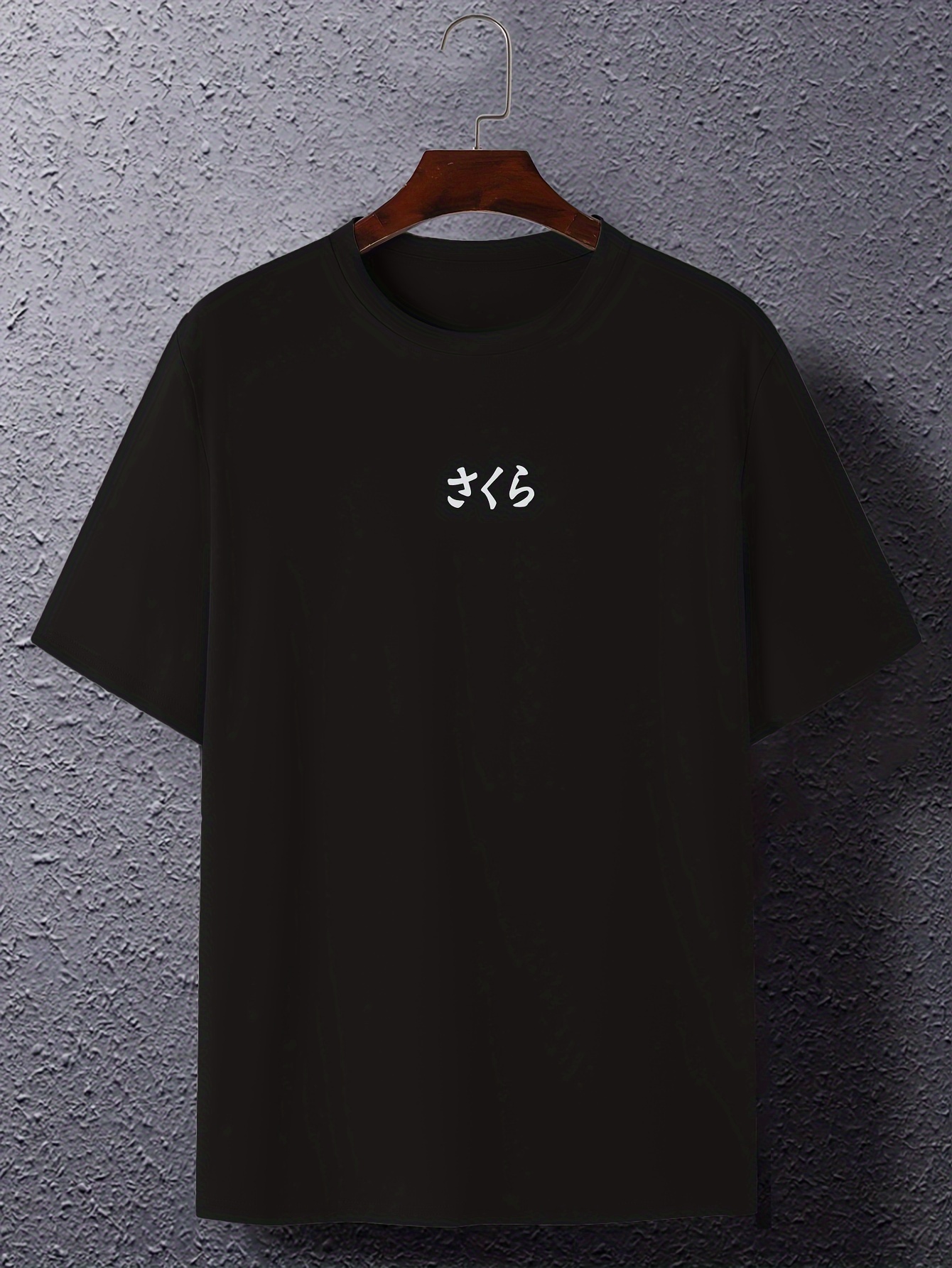 Men's Casual Short Sleeve T-Shirt with Japanese-Inspired Cherry Blossom & Mountain Print - Breathable Regular Fit Round Neck Tee for Summer Outdoor Activities, Machine Washable, PLUS SIZE