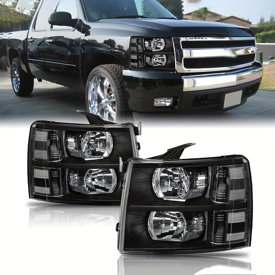 TEMU Headlight For Chevy 2007-2013, Plastic Housing + Lens(no Bulbs) For Headlamps White Cover + Black Frame + White Sheet (left Light+) Without Bulb