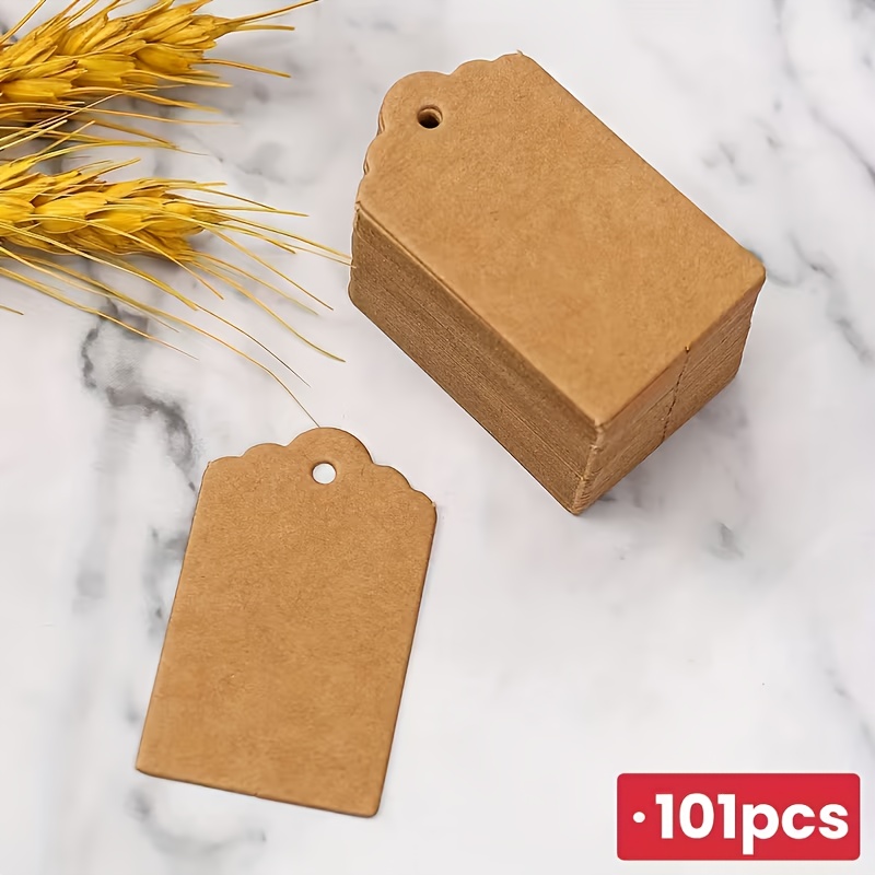 TEMU 101 Etichette Regalo Mini Vuote - Etichette Prezzo Marroni con Foro per Appendere, Resistenti e Facili da Leggere, per Artigianato, Decorazioni