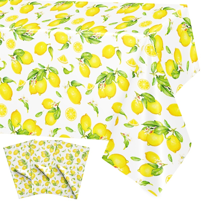 TEMU 1pc/3pcs Lemon Tablecloth Disposable Plastic Tablecloth Indoor Outdoor Rectangular Lemon Tablecloth Summer Tablecloth Suitable For Spring Party