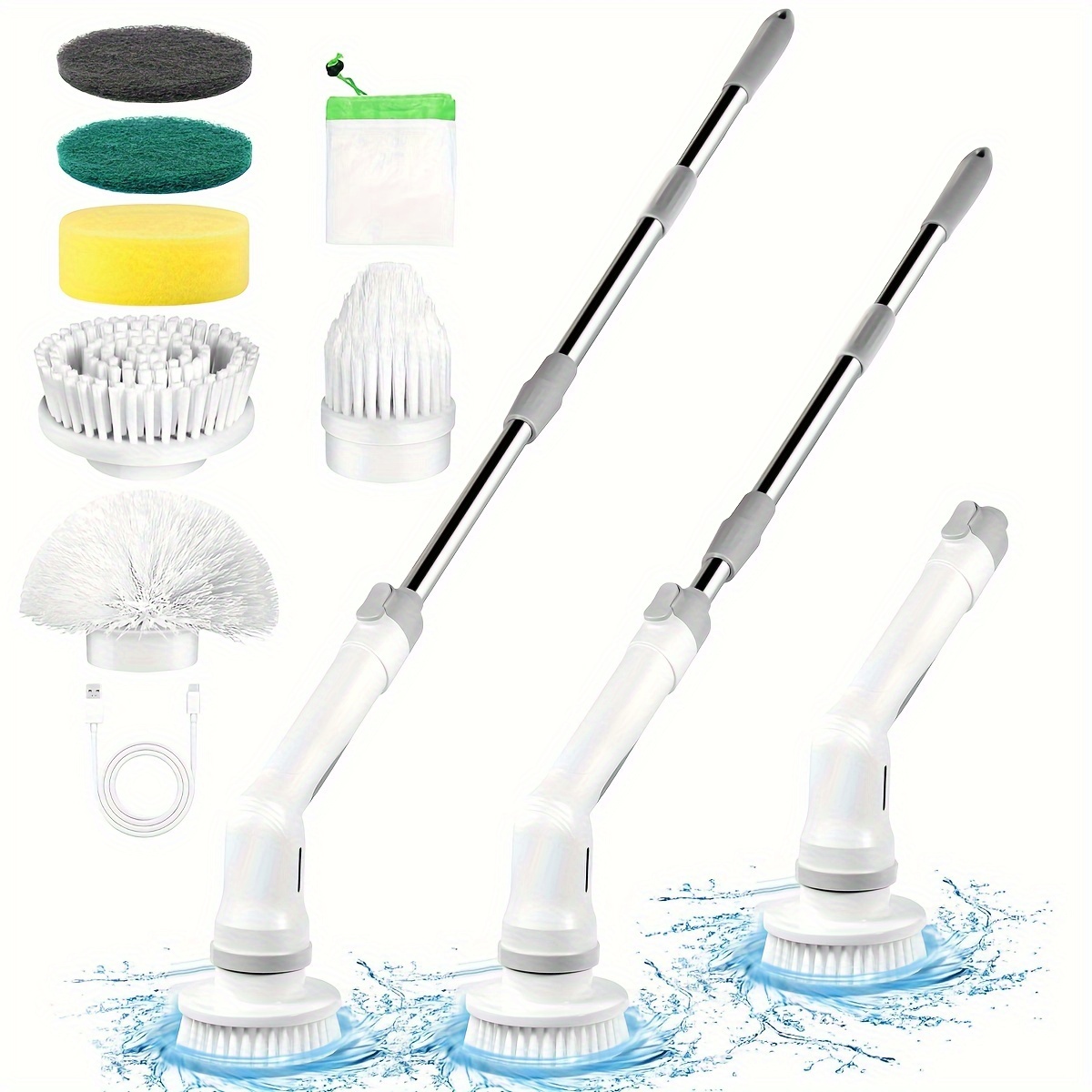 

Electric Spin Scrubber, Shower Cleaning Brush, 2 Adjustable Speeds Power Spinning Cleaner Brush With 6 Replaceable Brush Heads For Tile, Tub, Sink, Wall, Bathroom