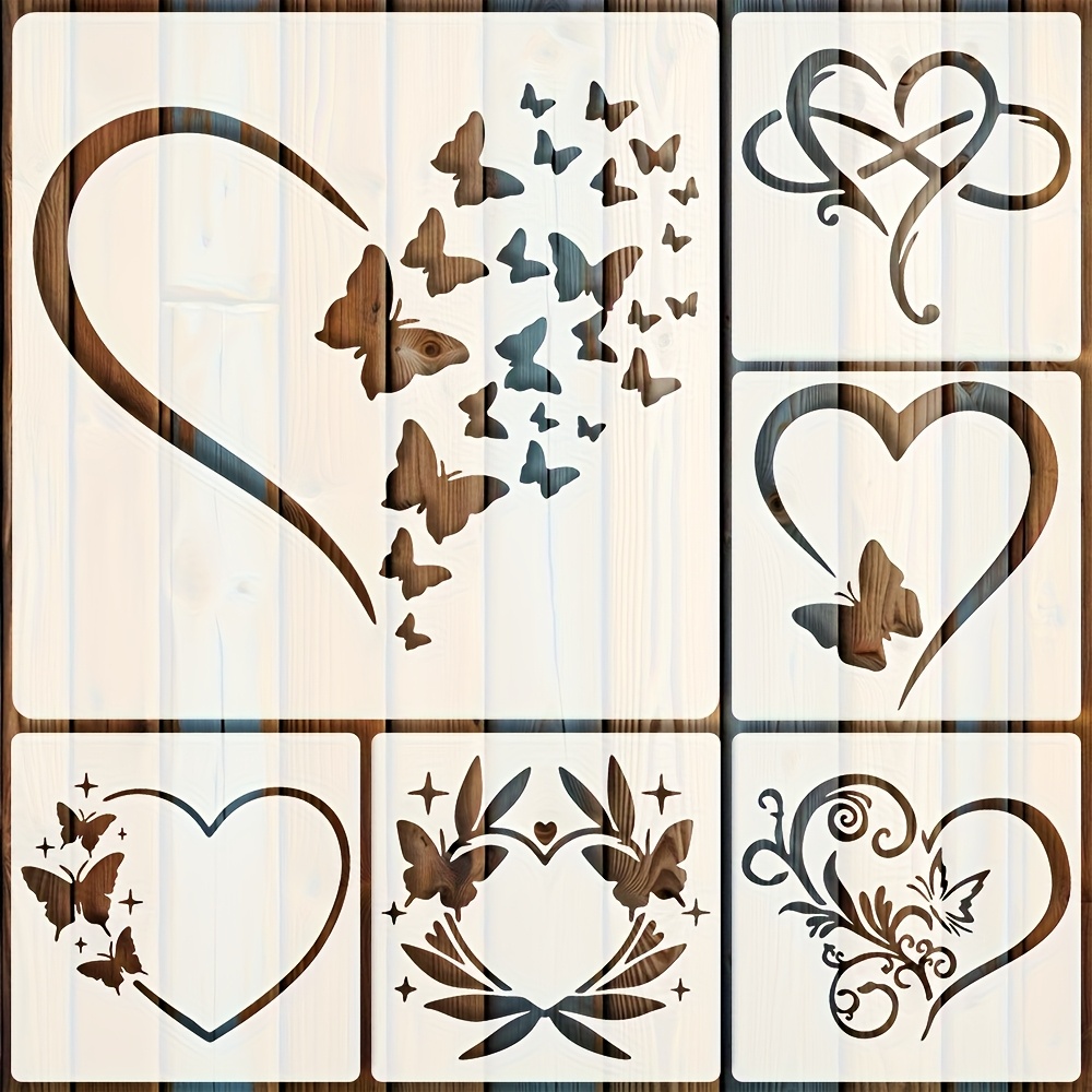 6pcs Craft Templates, Suitable For Wood, Walls, Windows, Farms, Photo Frames, Canvas, Books, Crafts, Outdoor And Indoor Diy Decoration And Painting
