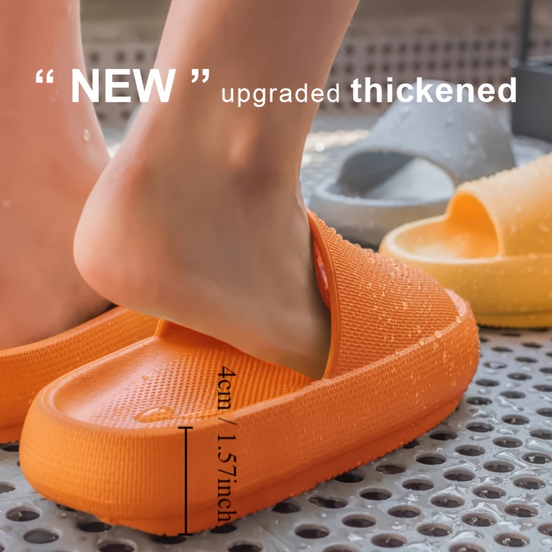 Women's Thick-Sole Non-Slip EVA Slippers - Slip-On Comfort with Textured Grip, Lightweight Indoor/Outdoor Beach Sandals for Home, Pool & Travel - Black, Indoor Footwear | Versatile Footwear | Durable Footwear
