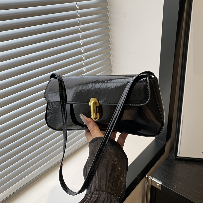 TEMU French Buckle Fashion Retro Underarm Small Hobo Bag Women's Handbag Street Trend Soft Pu Material Daily Use