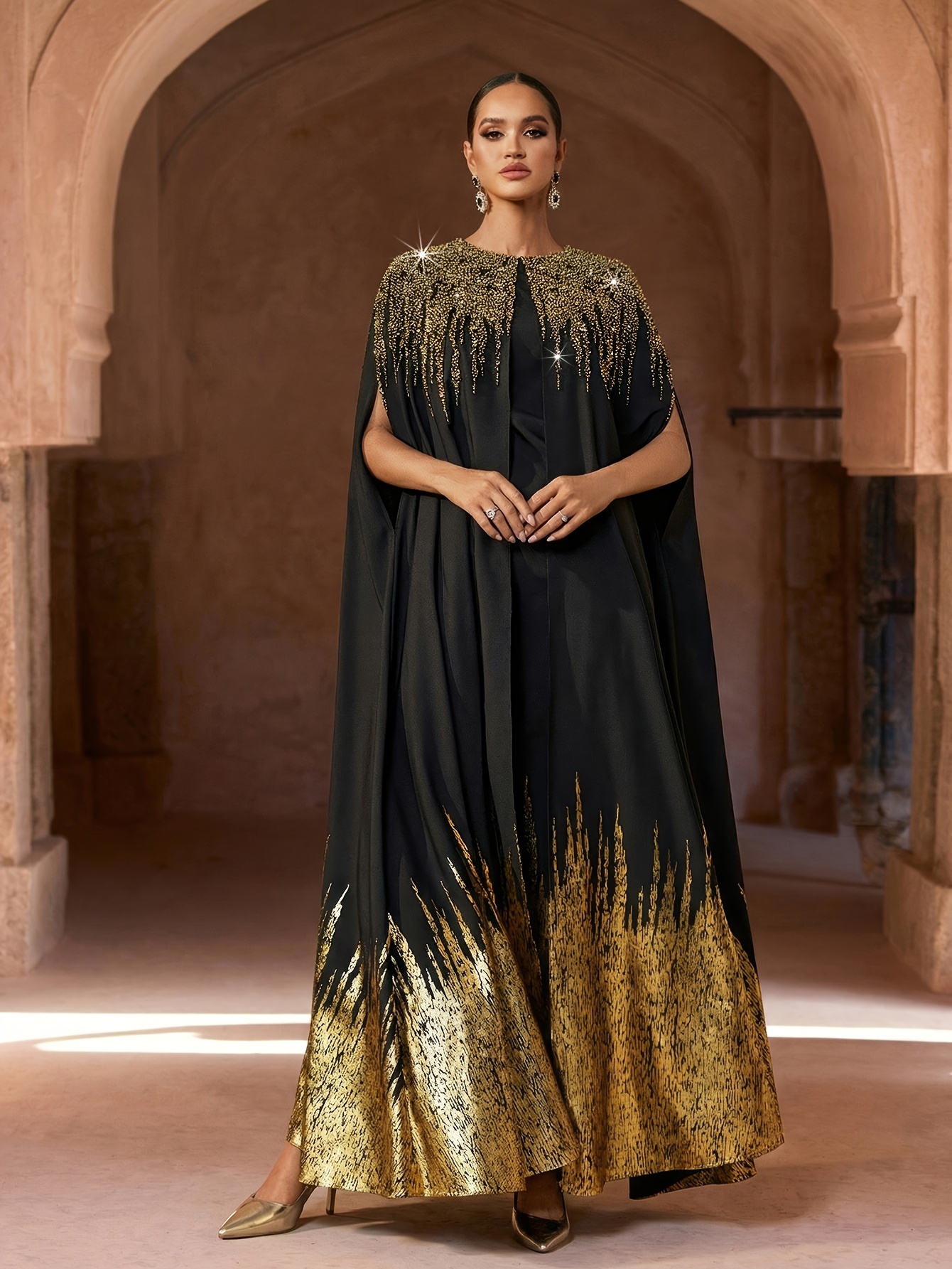 green emerald velvet dress Green Arabic Evening Dress Long Sleeves High Slit – TANYA BRIDAL