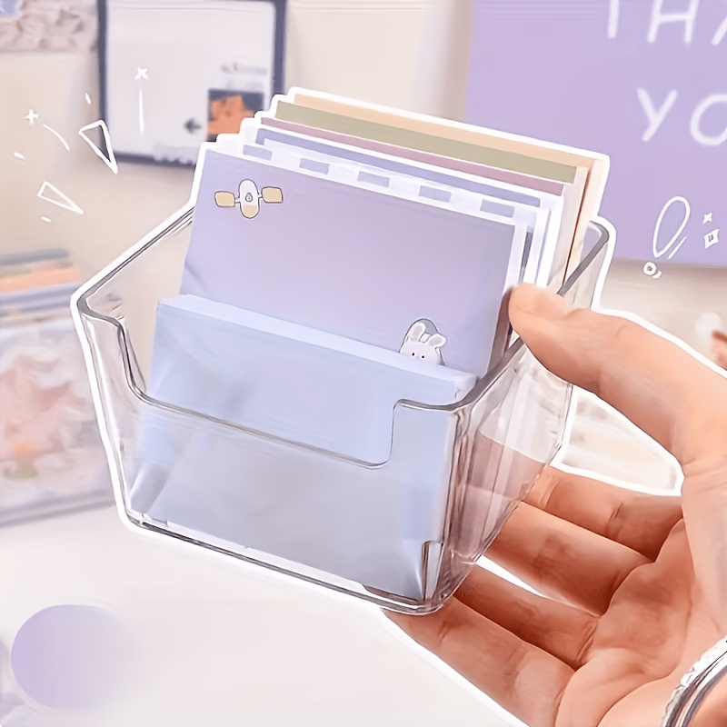 TEMU 2pcs Transparent Acrylic Pen Holder - Clear Desktop Memo Holder, Office Stationery Organizer, Desktop Accessory Storage Box, Compact And Simple,