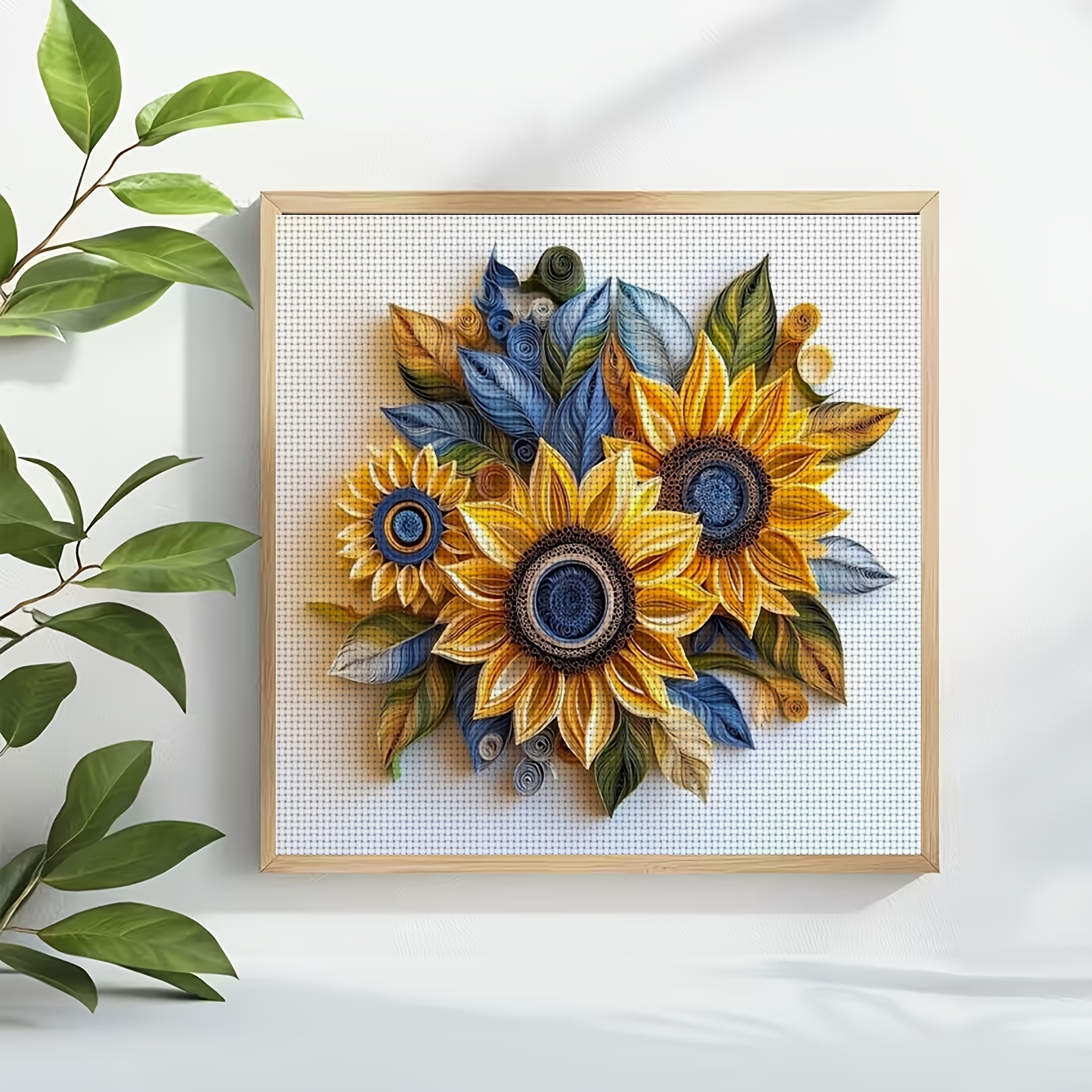 Quilled Sunflower Decoration Cross-Stitch Kit for Beginners