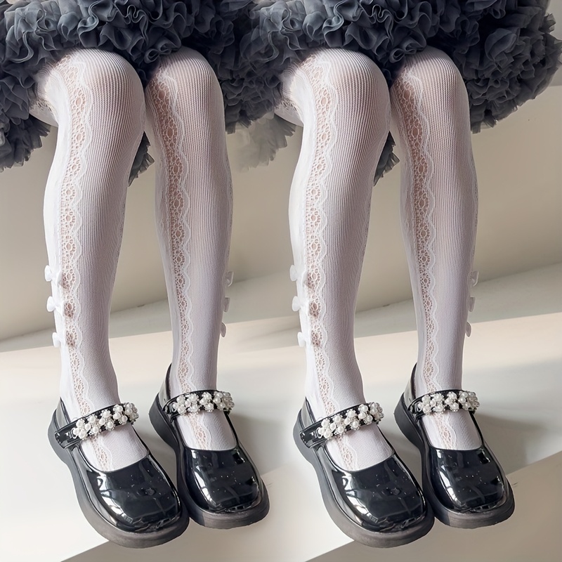 girls' lace trimmed bowknot leggings soft Temu Bahrain