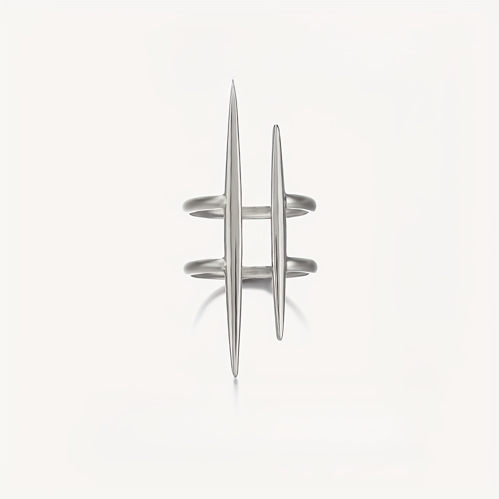 A Stainless Steel Double-layer Line Ring With A Unique Hip-hop Style, Adjustable , Perfect As A Gift For Women, Suitable For Vacations, Holidays, Or Everyday Wear
