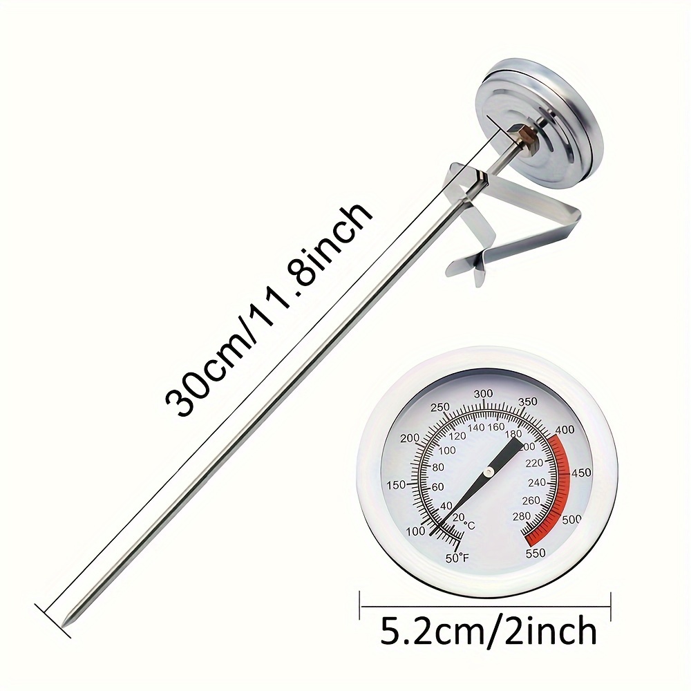 TEMU Thermomètre Alimentaire 1pc avec Clip, Longueur de Sonde /40cm, en Acier Inoxydable, Thermomètre Instantané pour Viande, Fabrication de Bonbons,