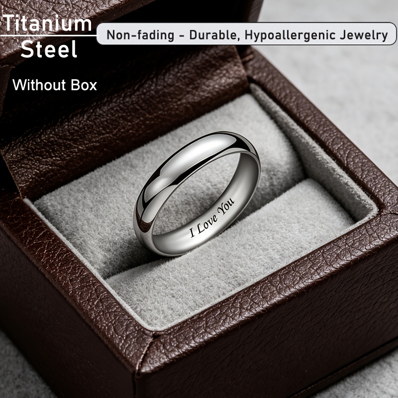 TEMU [" Je T'aime] Anneaux de Mariage Couple en Acier 4Mm pour Hommes Femmes avec "Je T'aime", Anneau de Mode Anti-Décoloration Tailles 5 à 13;