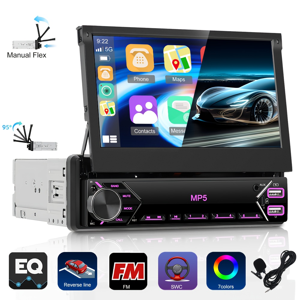 1 din 7 inch hd retractable touchscreen car   with fm usb   support and   backup camera without battery