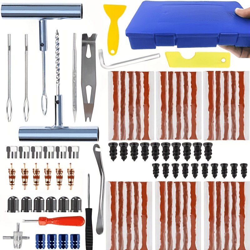 TEMU Kit de réparation de crevaison robuste pour véhicules, y voitures, camionnettes, motos et vélos, conçu pour les réparations d'urgence de pneus