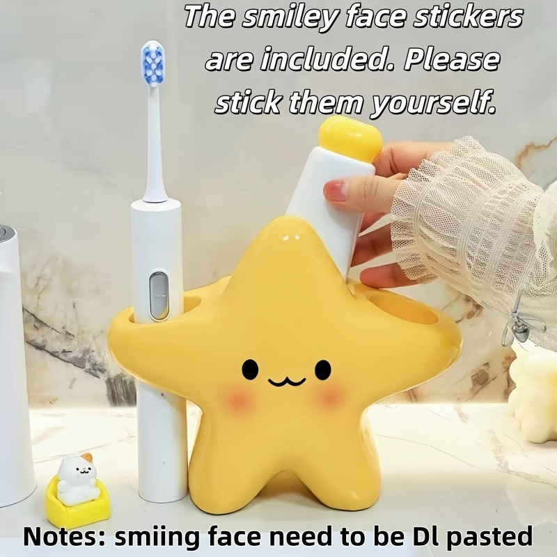 TEMU Four-in-one Cute Toothbrush And Toothpaste Storage Box | Durable Plastic Construction, Multifunctional Design, Ideal For Bathrooms, Offices, And