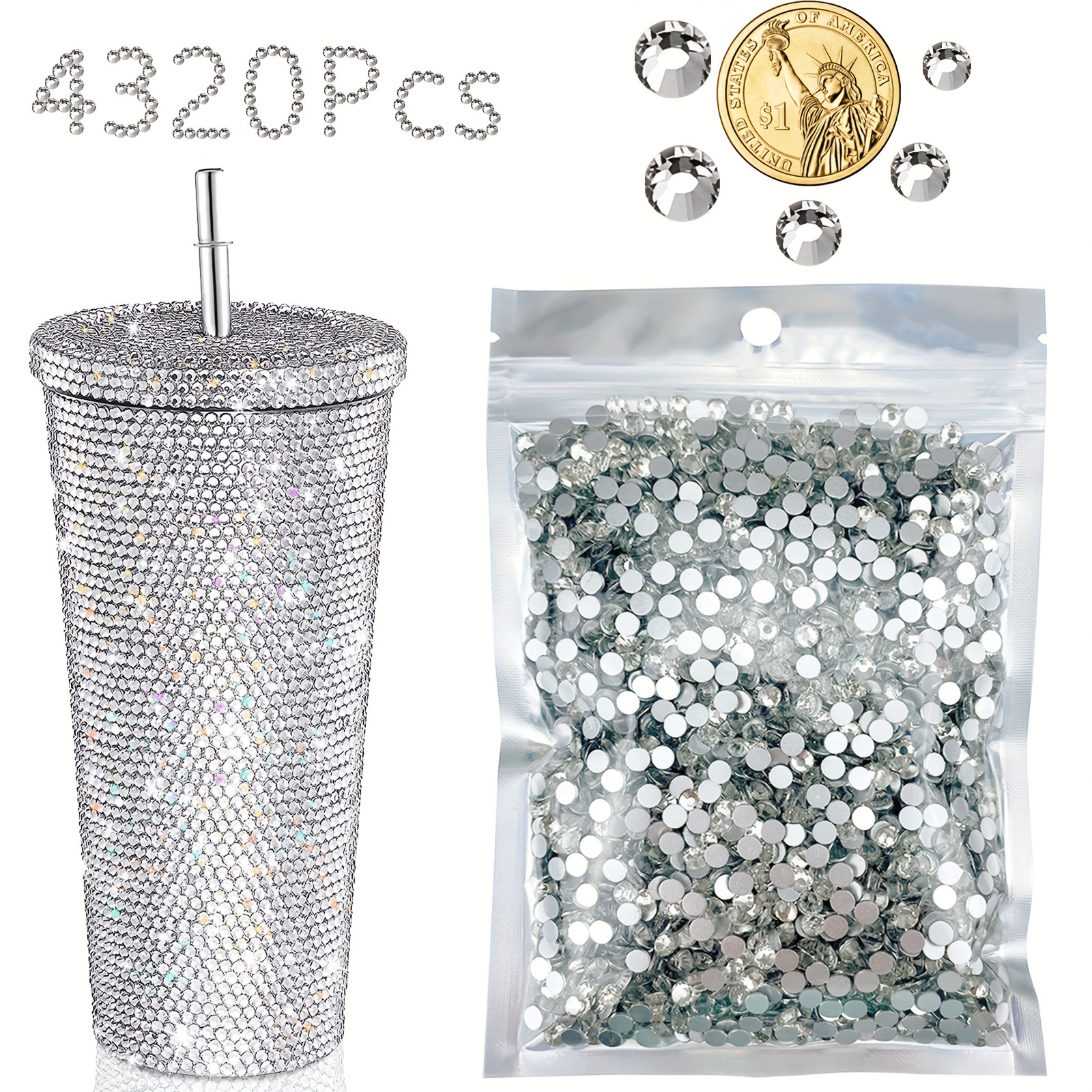 

4320pcs Flatback Rhinestones For Crafts Bulk Clear-crystals Gems Jewels 5mm-silver Gems For Nails Dance Costumes Clothes Shoes Tumblers Diy Wholesale