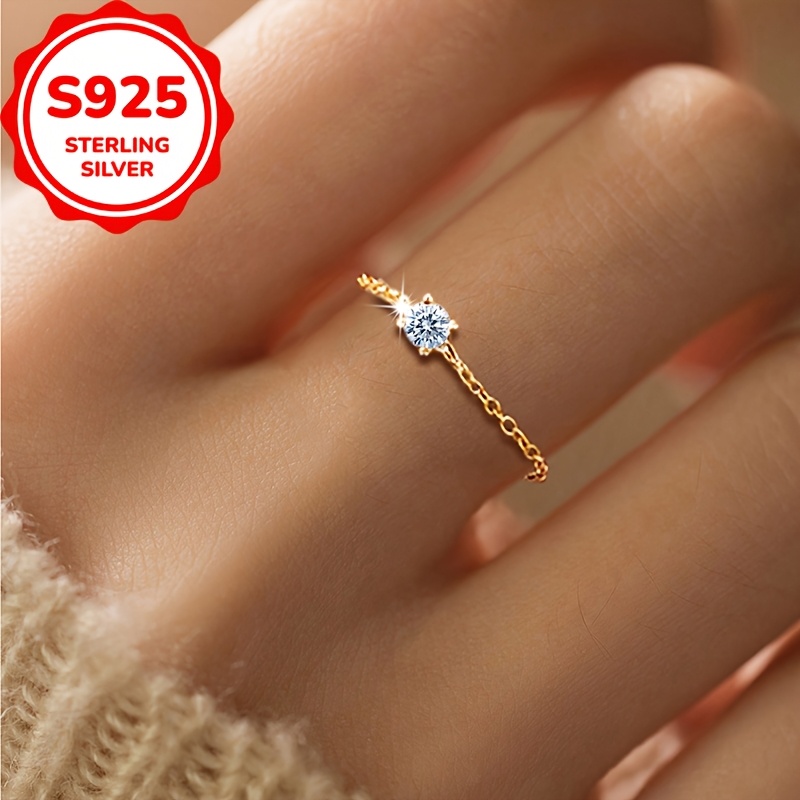 Women's S925 Sterling Silver Minimalist Geometric Soft Chain Ring
