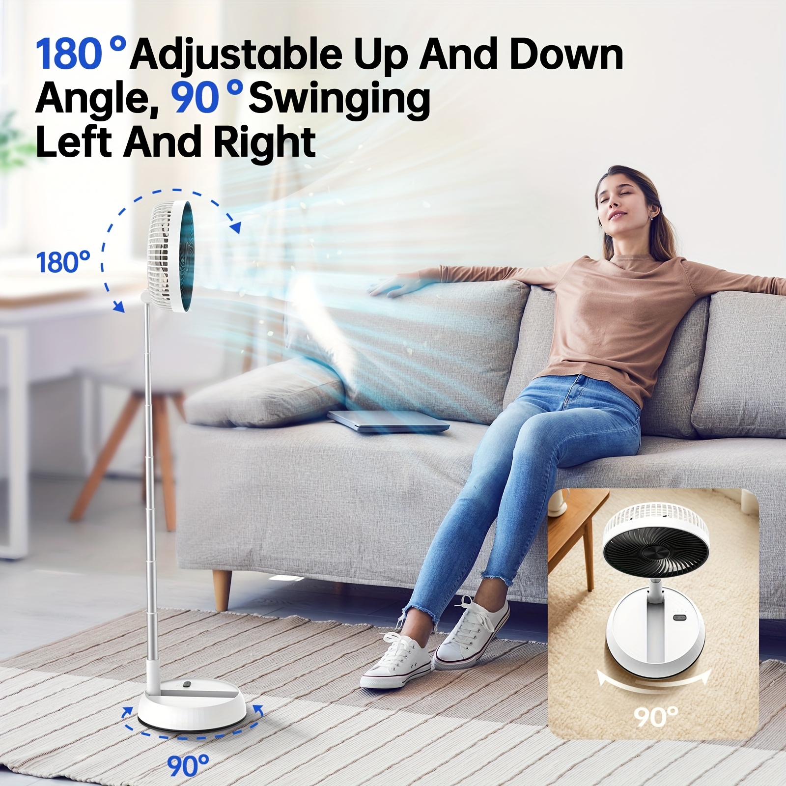 Portable 8-Inch Folding Fan with a 7200Mah High-Capacity, Featuring a Retractable Design And Remote Control, Ideal for Outdoor Activities And Camping