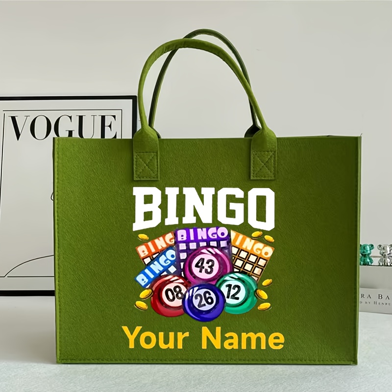 TEMU Personalized "" Bingo-themed Shoulder Bag - A Stylish Tote For Women Featuring Vibrant Bingo Prints, Perfect For Cosmetics, Tools, And More - An