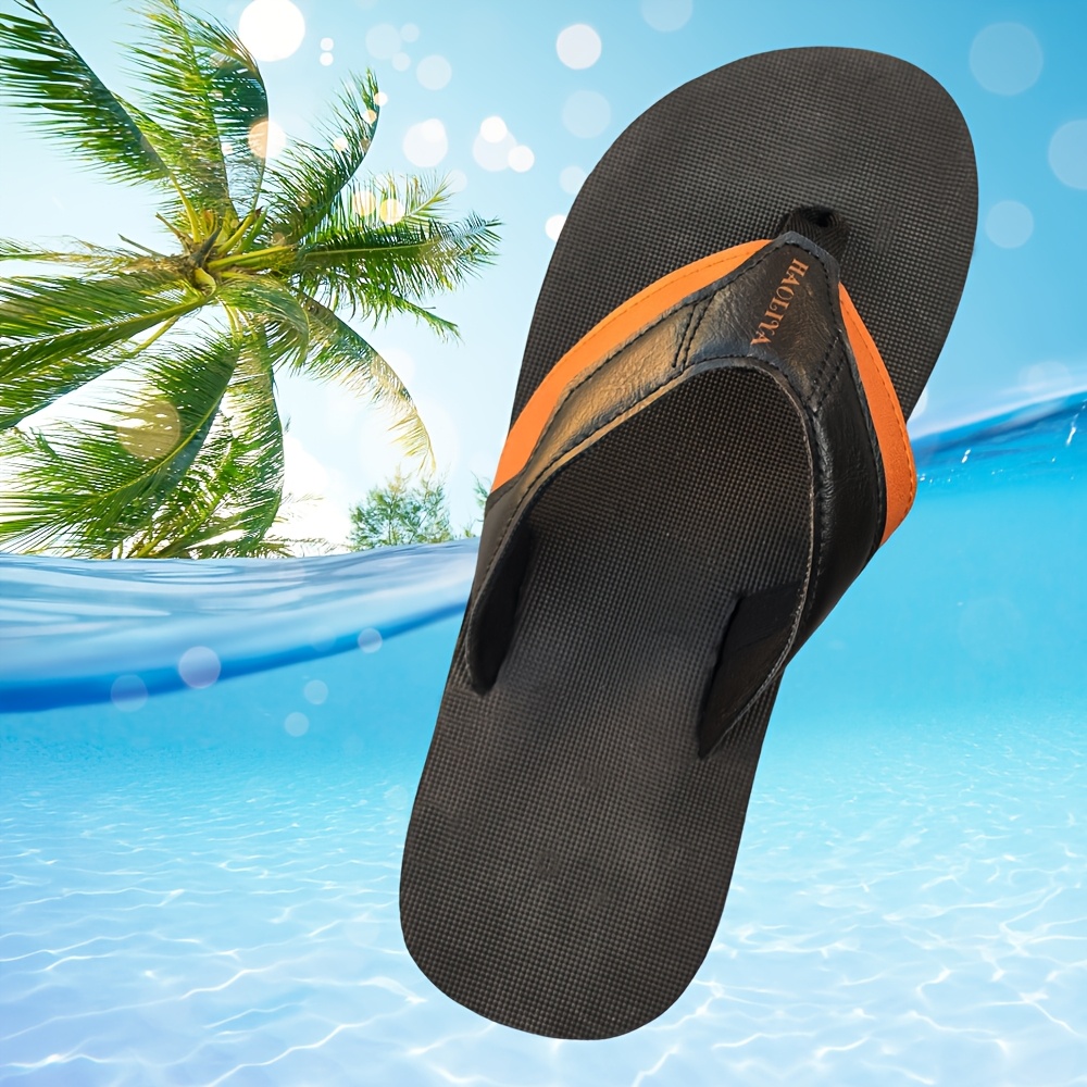 mens lightweight slip on flip flops with arch support comfortable non slip rubber sole durable eva insole arch support for indoor outdoor beach hiking casual wear spring summer fall fashion sandals   arch support sandals minimalist style soft cushioned sole Product details 2