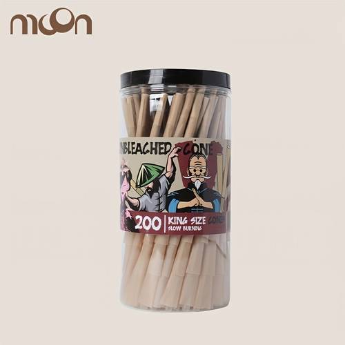 200pcs of King-Size Pre-Rolled Cones Made from 13Gsm Unbleached Paper, Featuring Ultra-Thin Design, Arabic Gum, And Slow-Burning Properties, Measuring 108Mm