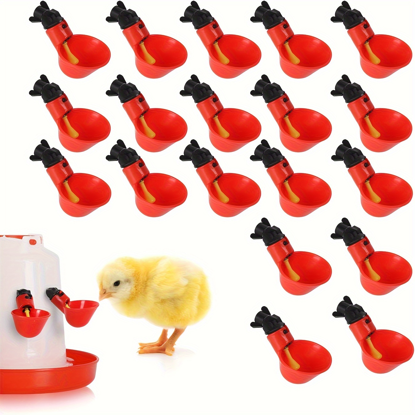 

20 Pack Chicken Water Cup, Poultry Waterer, Automatic Chicken Feeder And Waterer, Chicken Water Feeder Suitable For Chicks, Ducks, Geese, Turkeys And Bunny Rabbit