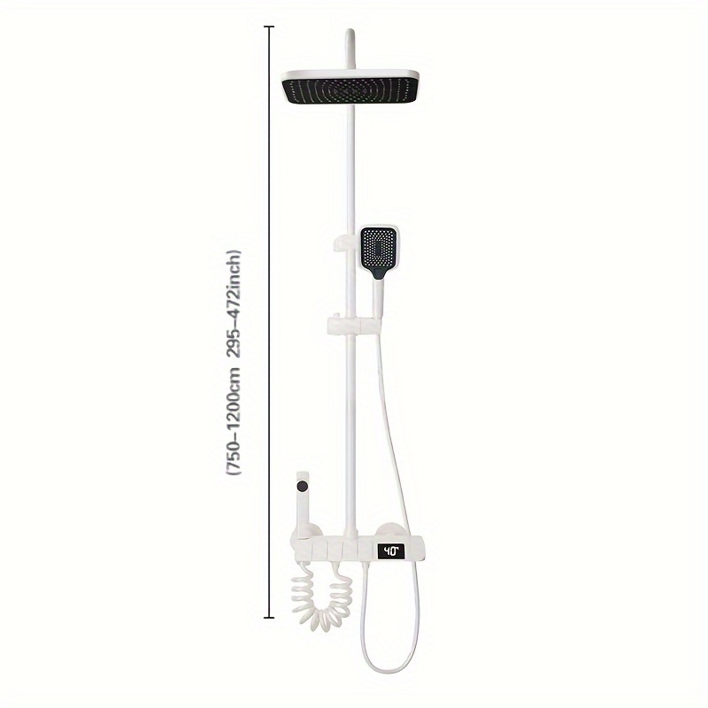 Zestaw Białej Luksusowej Kranu Prysznicowego - Kompletny System Prysznicowy z Deszczownicą, Prysznicem Ręcznym, Złączką Montażową i Zestawem Dekoracyjnym - Łatwa Instalacja i Projekt Oszczędzający Wodę