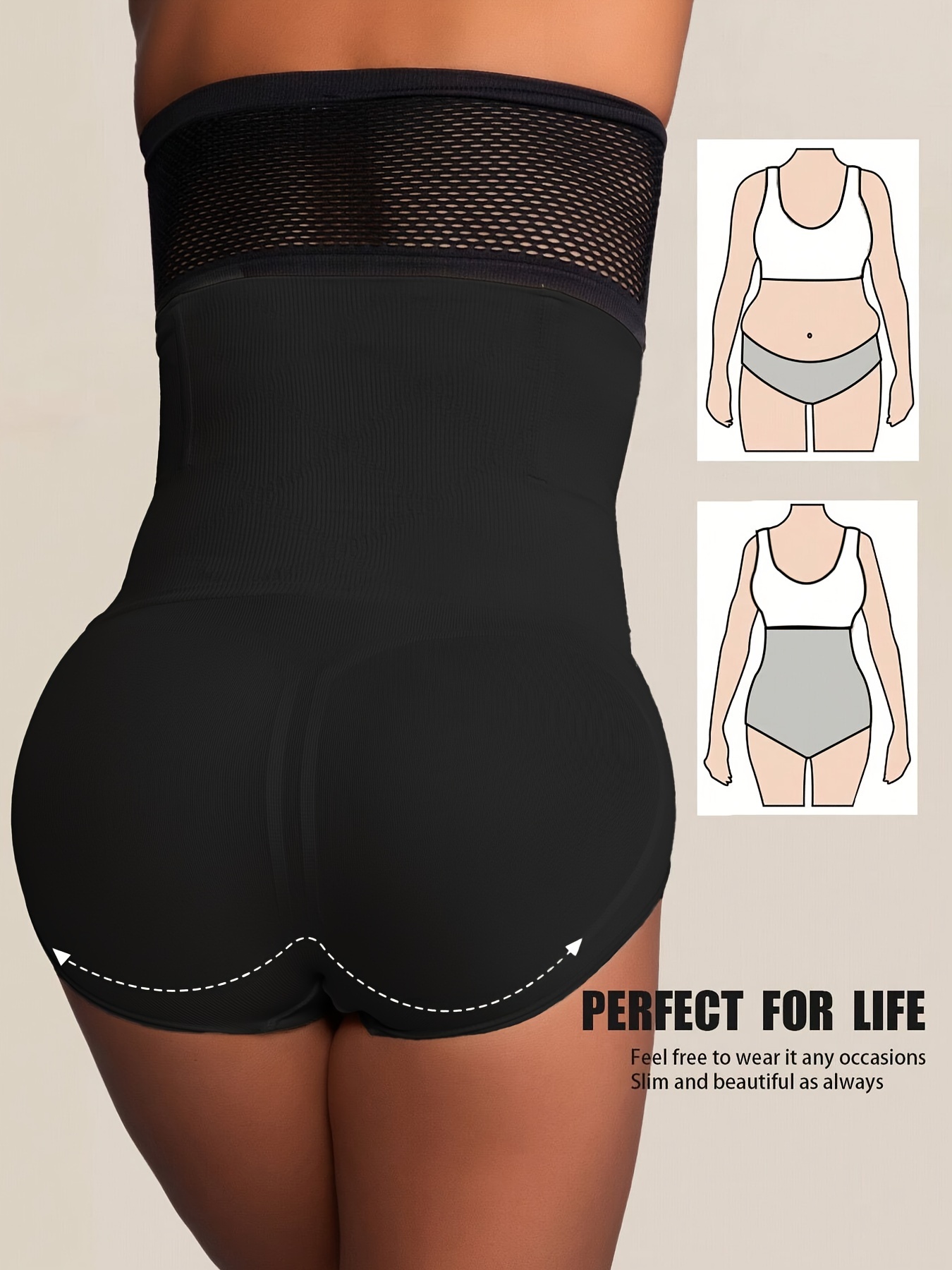 1pc Women'S High-Waist Postpartum Shapewear Briefs, Seamless Nylon Knit Fabric, Solid Color, Tummy Control & Butt Lifting, Slimming Body Shaper Panties