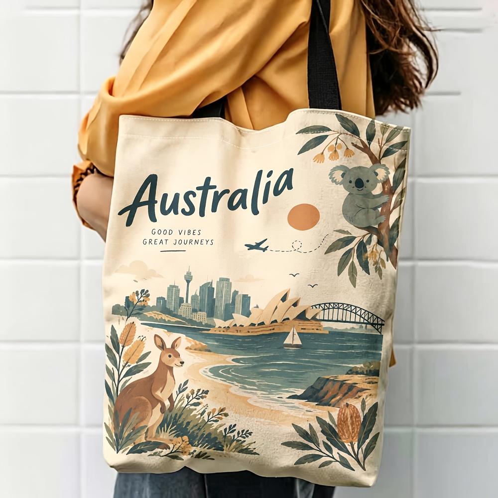 TEMU 1pc 2d Printed Australian Style Pattern Shoulder Bag, Daily Commute Tote Bag, Multifunctional Fashionable Lightweight Large-capacity Women's
