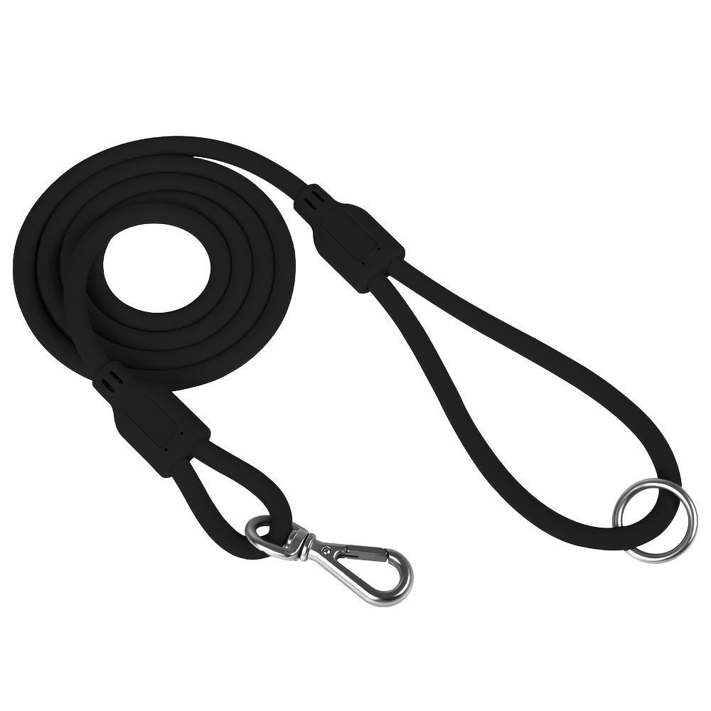 Round Silicone Dog Leash with Sturdy Metal Hook Closure