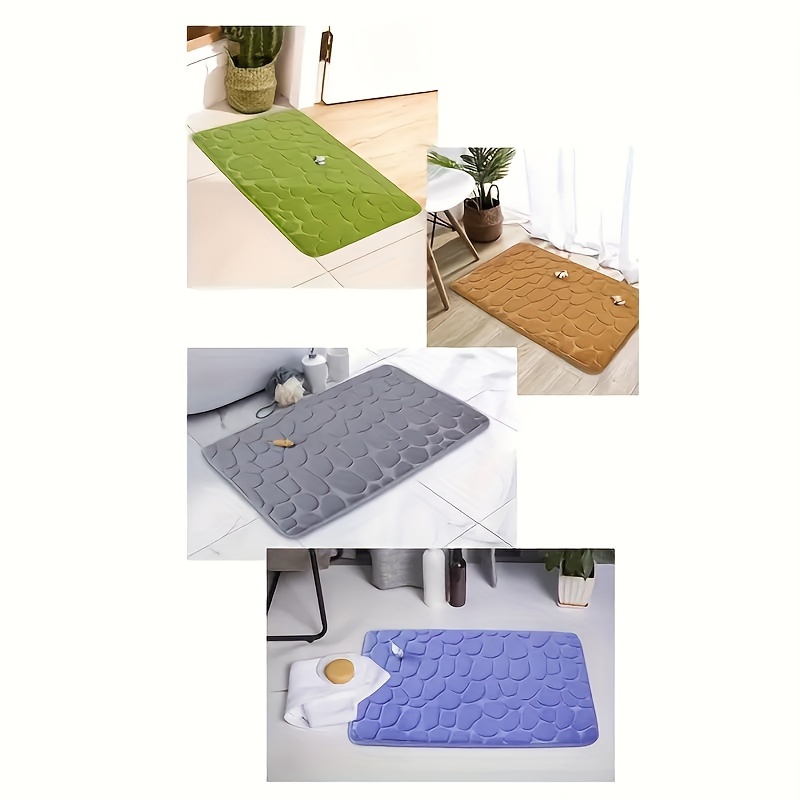 1pc plush memory foam bath rug with embossed cobblestone design ultra absorbent anti slip bathroom floor mat   fleece ideal for   use bathroom rug details 8