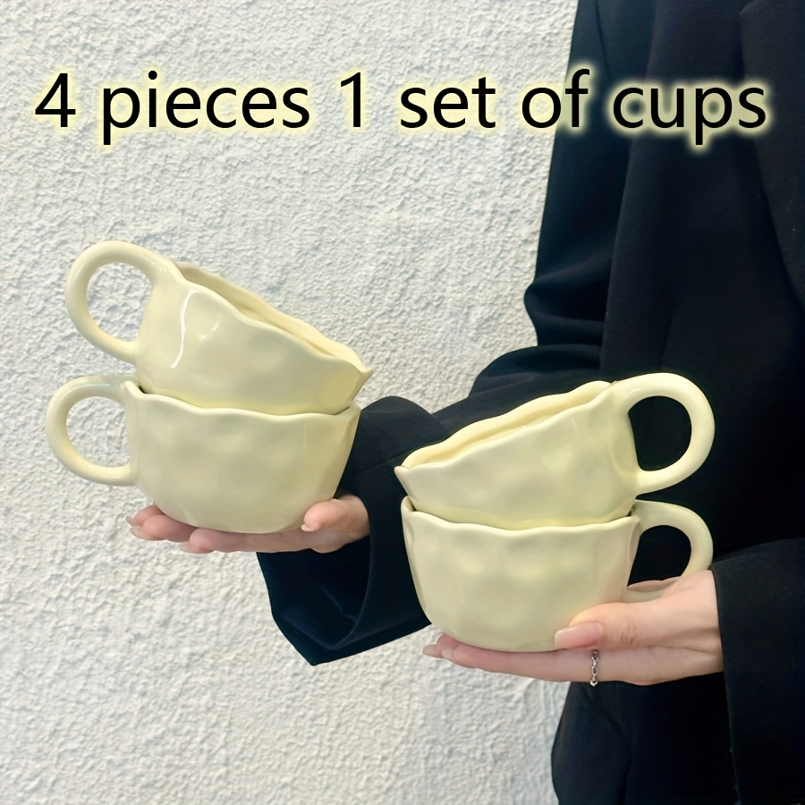 4 Pack Porcelain Coffee Mugs Set, Milk Yellow Mug, 8.5 Ounces Ceramic Mugs,  Suitable for Hot And Cold Beverages, Tea * Latte, Cappuccino, Microwave &  Dishwasher Safe Cups, Restaurant Cups for Coffee, ...