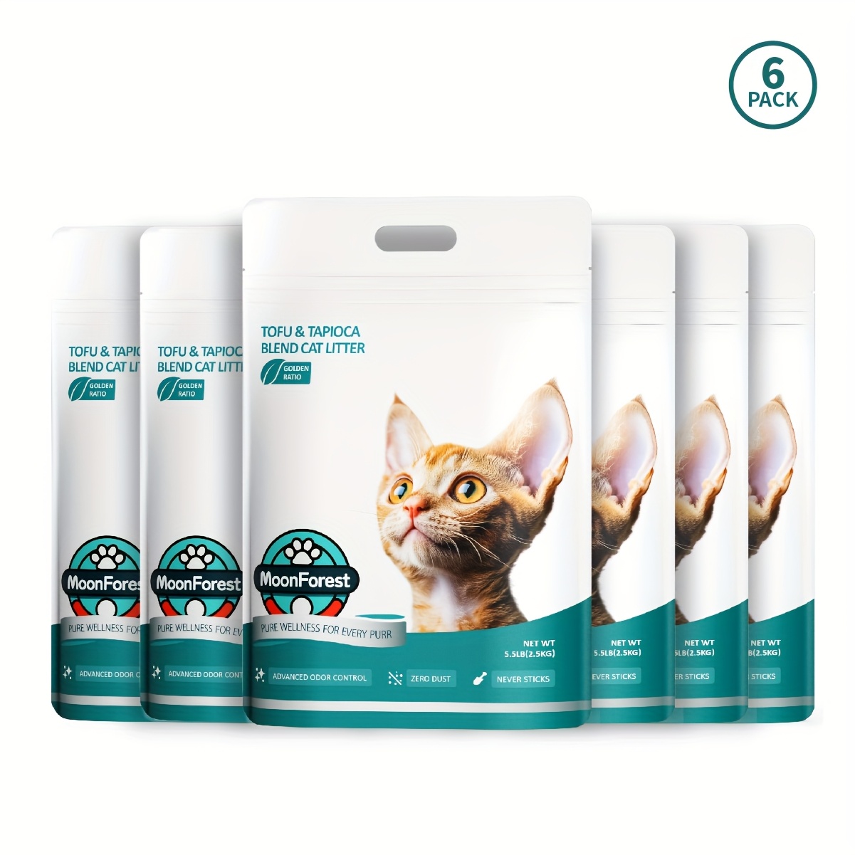 TEMU 6pack Flushable Tofu & Blend Cat Litter - Quick Clumping , Flushable Kitty Litter Suitable For Boxes & Automatic Litter Systems, Ideal For