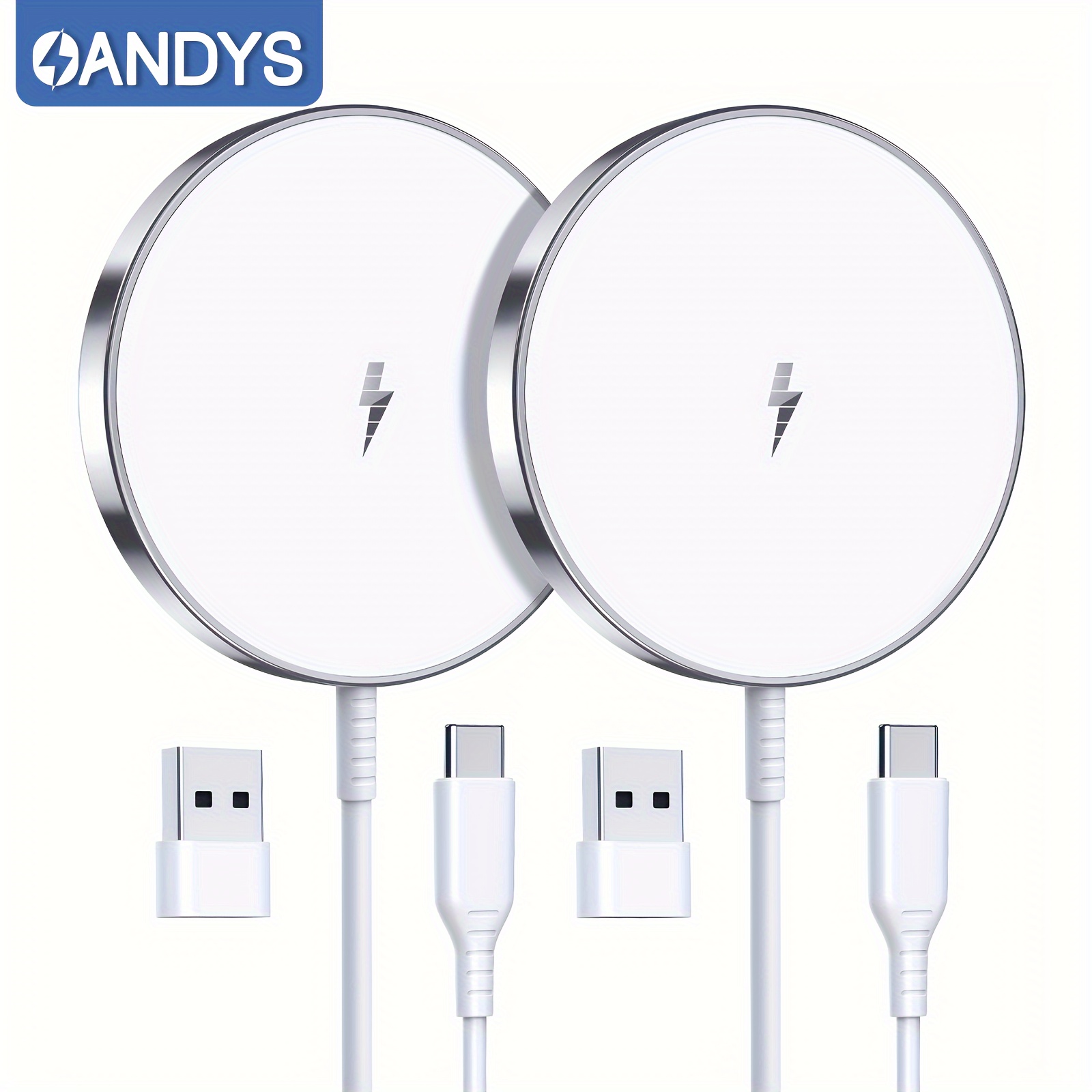 

2 Pack Magnetic Wireless Charger For Iphone 15w Fast Charger For Iphone 15/14/13/12 Series 5ft Cable Magnetic Wireless Charging Pad For Airpods 3/2/pro 2/pro