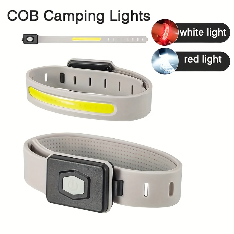 2pcs ultra light cob running wrist light usb c rechargeable safety bracelet w 3     button comfortable rubber strap for   during night running walking cycling jogging   visibility grey Product details 4