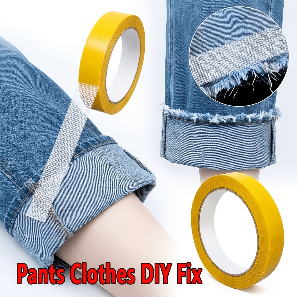 TEMU 2 Rotoli di Nastro Tessuto Adesivo da 550 cm Senza Cuciture, Nastro Adesivo per Abbigliamento, per Riparazioni Fai da Te di Pantaloni e Vestiti