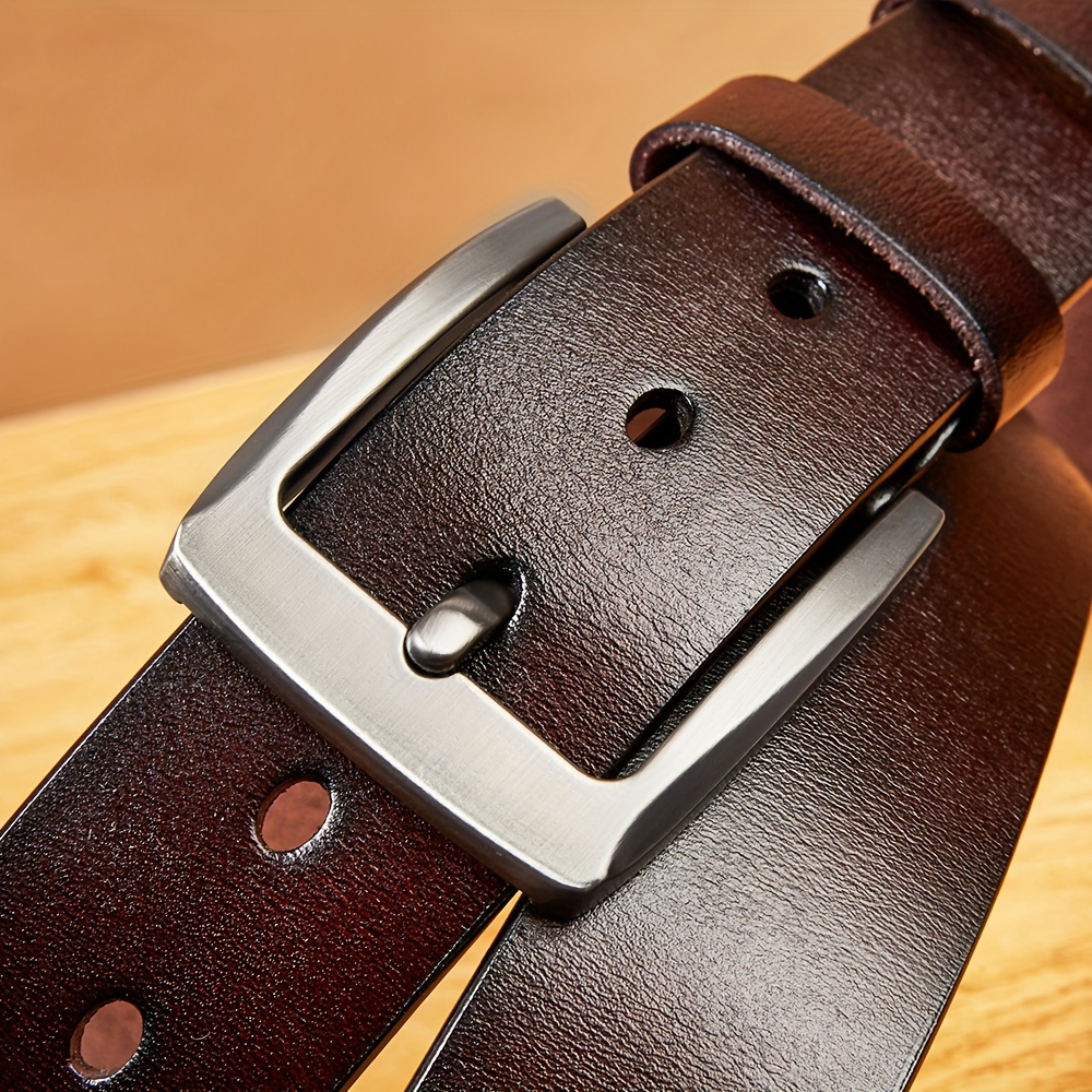 

Men' Genuine Leather Belt - Classic With Alloy , Dress Pants & Jeans, Includes Puncher, Ideal Gift For Dad Or Husband