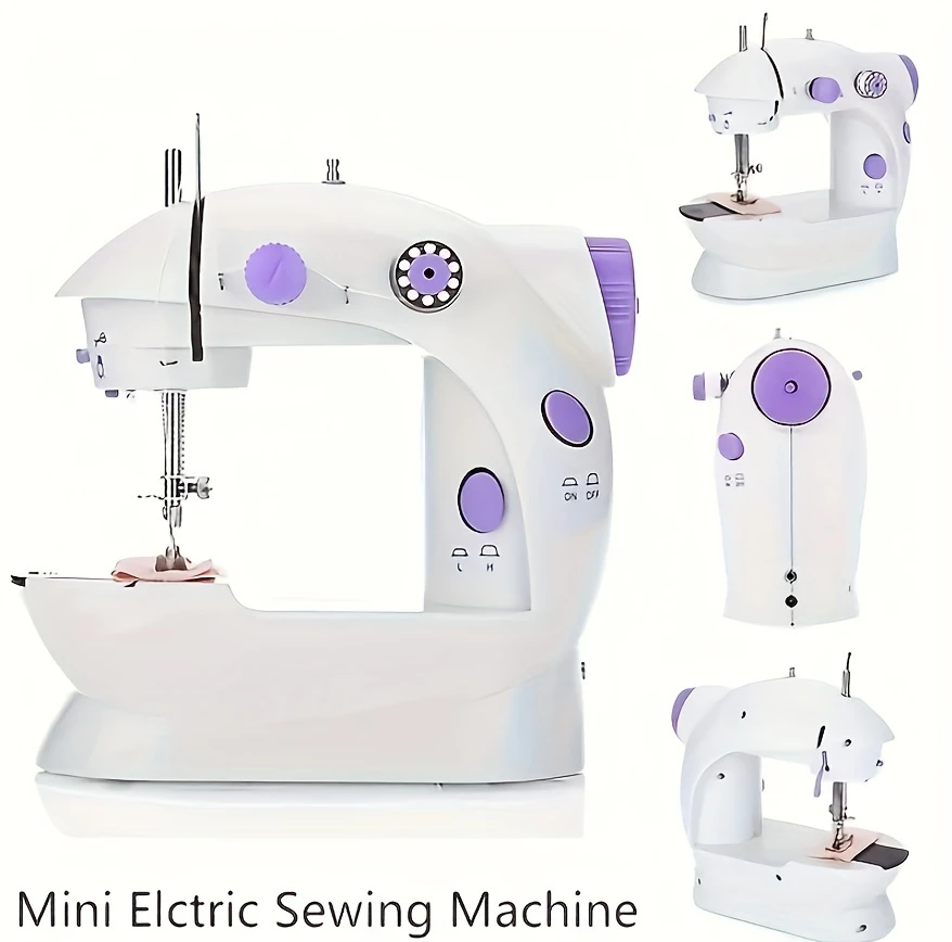 1/2pcs máquina de costura multifuncional portátil, máquina de costura elétrica mini para casa, máquina de costura de mesa de dupla linha velocidades e luz noturna no pedal, adequada para iniciantes, casa, presentes de , presentes de feriado, presentes de aniversário, detalhes 6