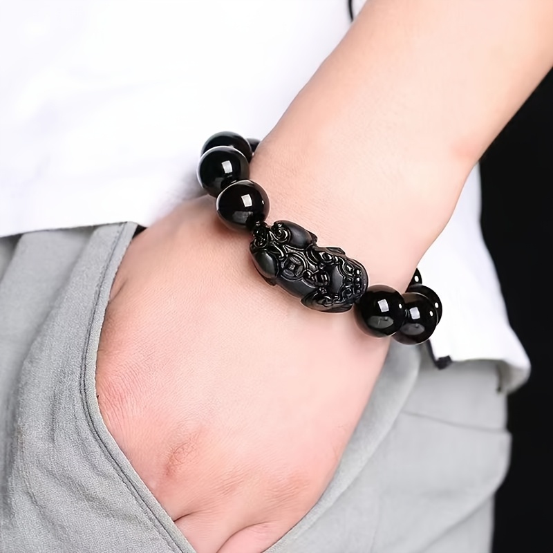 

Bohemian Pixiu Bracelet - Natural Stone, Fashion Accessory For Men, Good Luck, Black