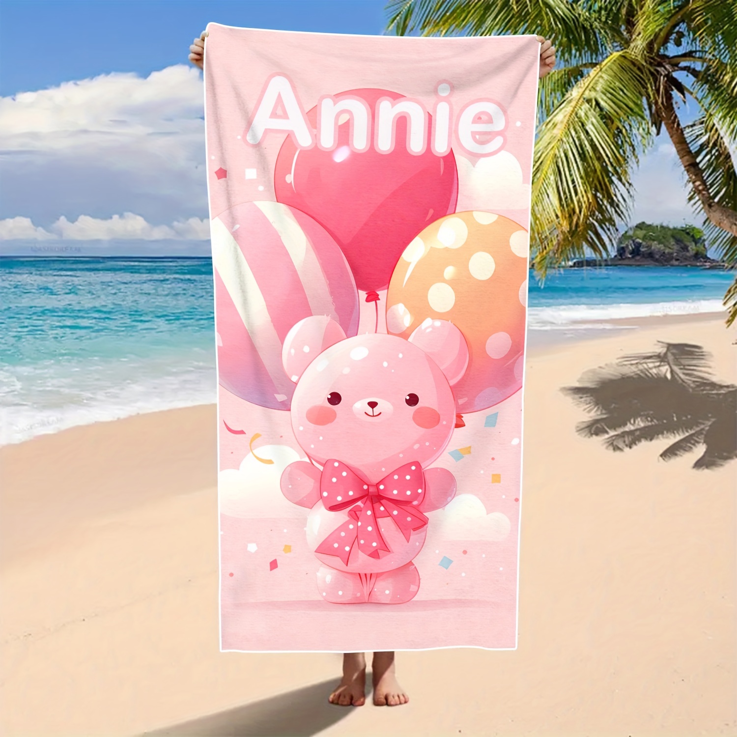 

Custom Name Balloon Towel - Quick-dry, - Beach, Pool, Camping & Travel - Personalized Outdoor Accessory