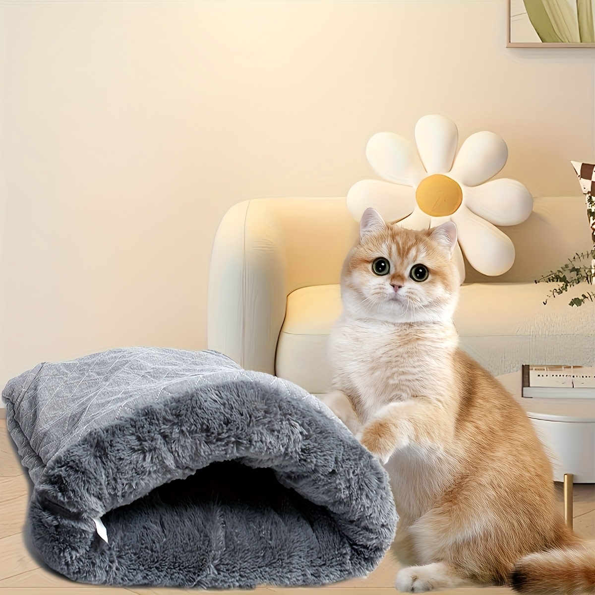 E-shop Katzenkorb Winter Warm Halbgeschlossener Hundebox Herbst Und Winter Tiefschlaf Katze Kaninchen Tunnel Quilt Katzen Schlafsack